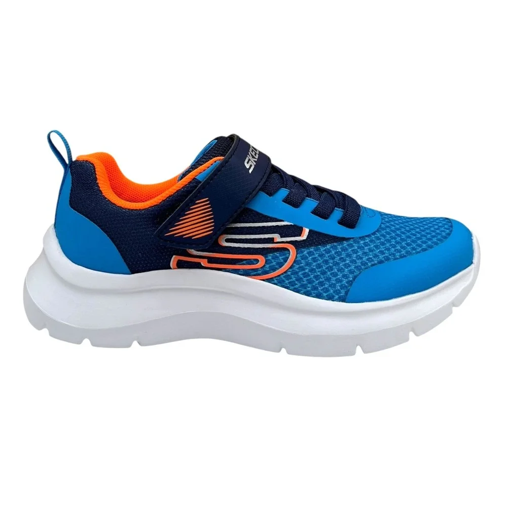 Skechers Squad Youth Boys Slip On Sneakers Size 1 Royal Navy Blue/Orange Shoes